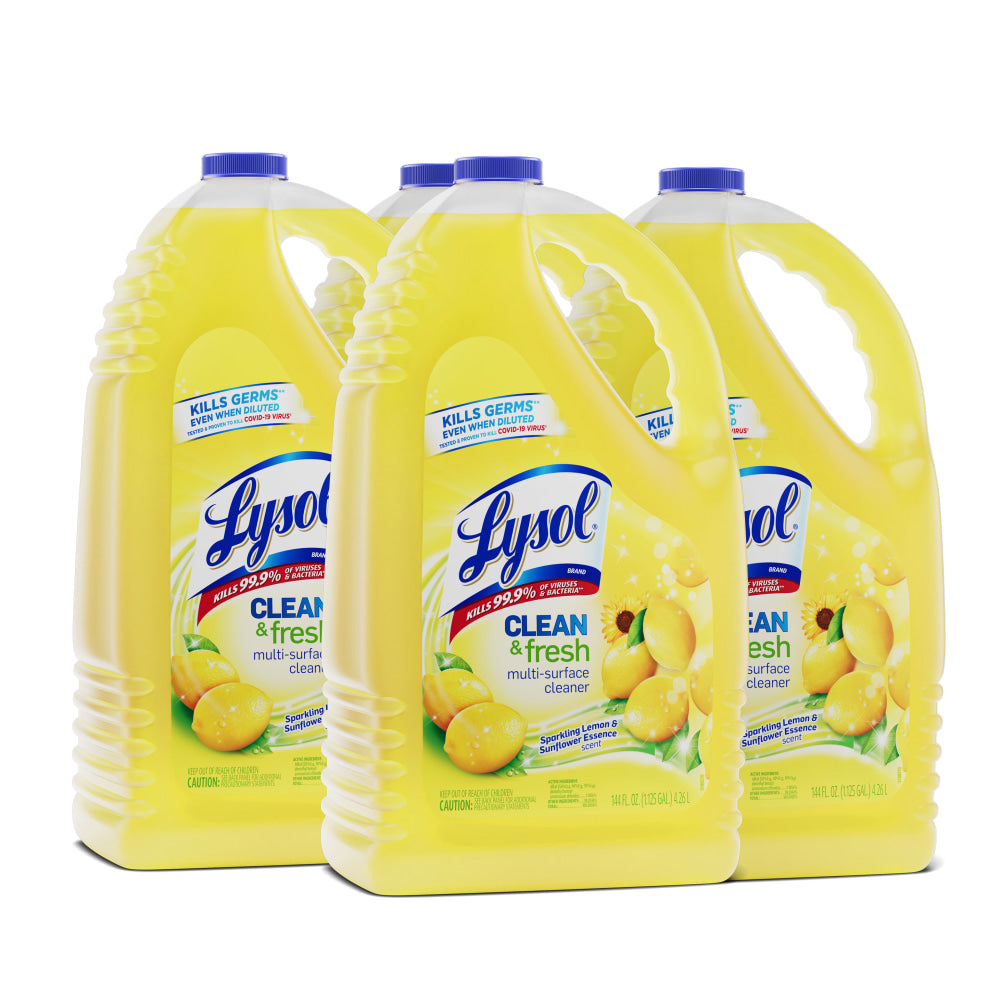 Lysol Clean/Fresh Lemon Cleaner - For Multi Surface - 144 fl oz (4.5 quart) - Clean & Fresh Lemon Scent - 4 / Carton - Yellow