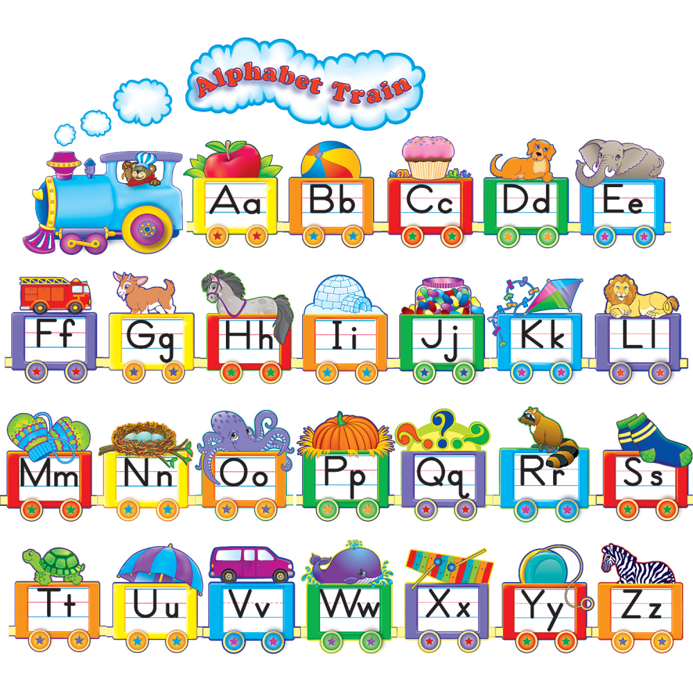 Teacher Created Resources Alphabet Train Bulletin Board Display Set, Multicolor, Set Of 31 Pieces