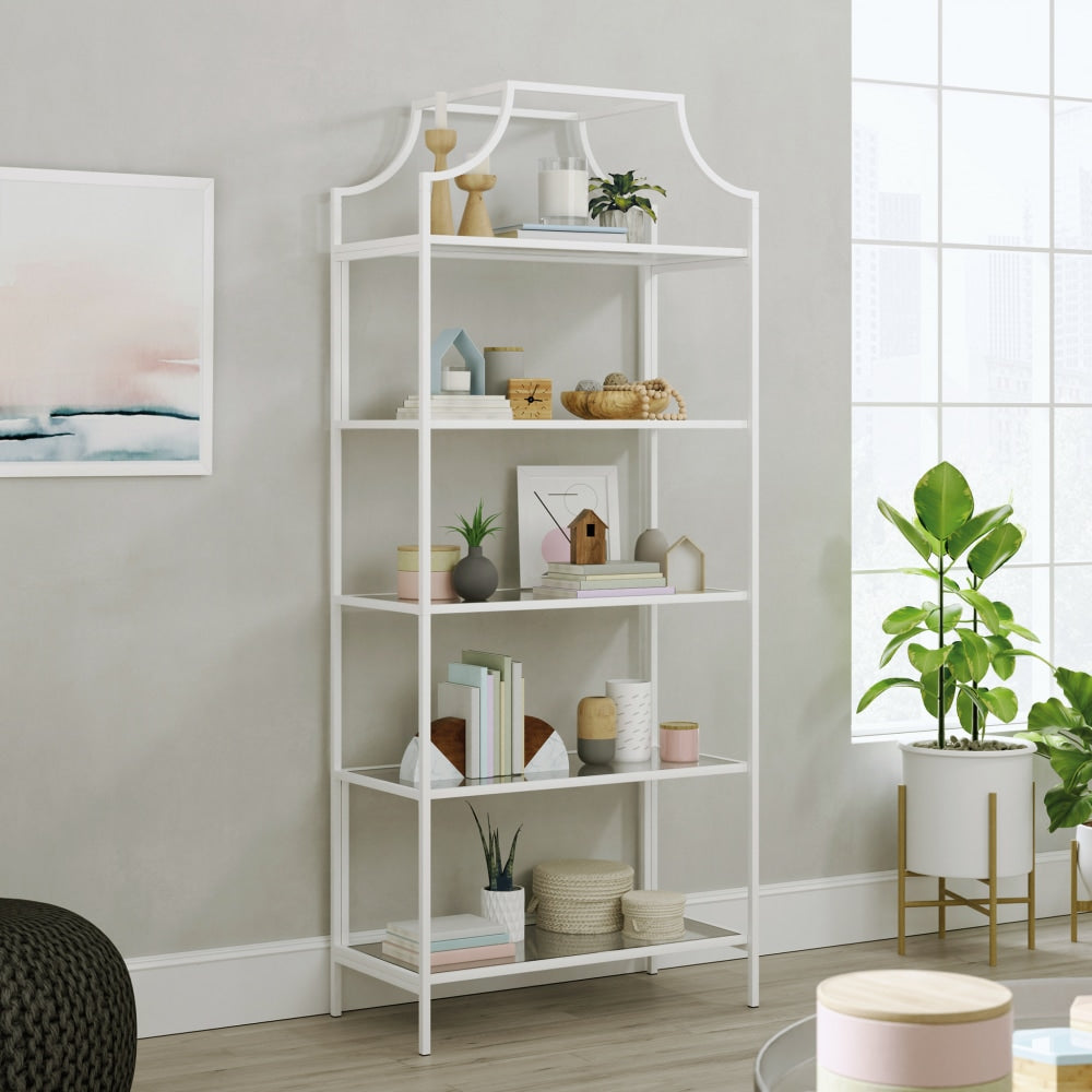 Sauder International Lux 71inH 5-Shelf Bookcase, White