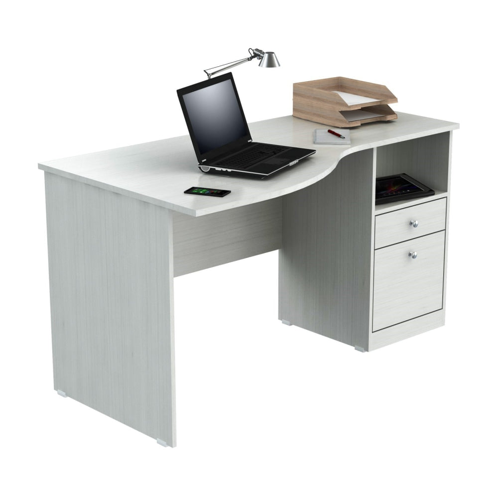 Inval Laura 55inW Curved Top Computer Desk, Laricina White