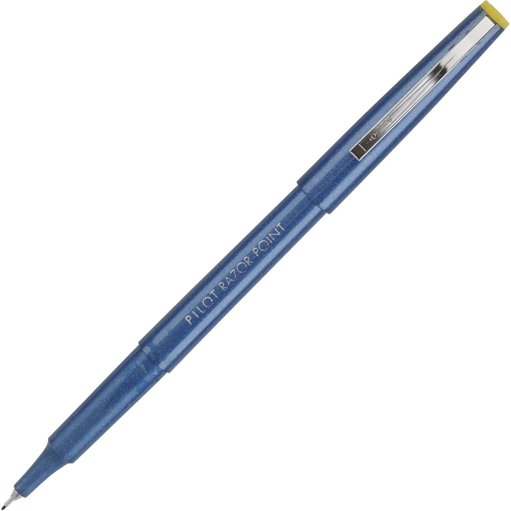 Pilot Razor Point Pens, Extra-Fine Point, 0.3 mm, Blue Barrel, Blue Ink, Pack Of 12 Pens