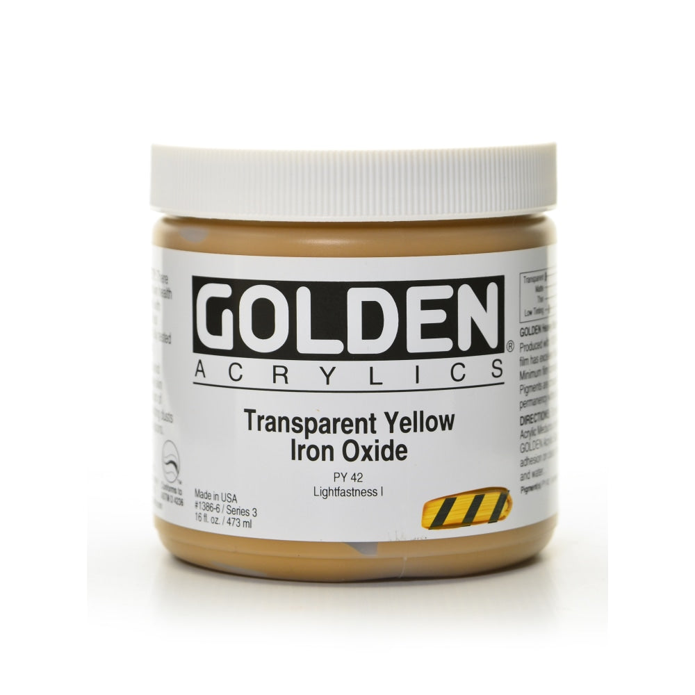 Golden Heavy Body Acrylic Paint, 16 Oz, Transparent Yellow Iron Oxide