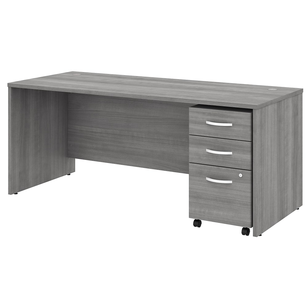 Bush Business Furniture Studio C Office 72inW Computer Desk With Mobile File Cabinet, Platinum Gray, Standard Delivery