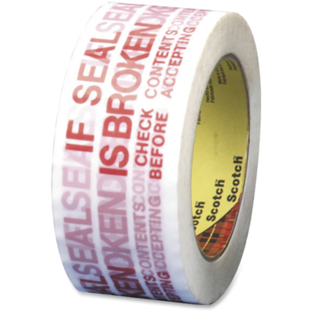 Scotch Pre-Printed Message Sealing Tape, "If Seal Is Broken, Check Contents Before Accepting"