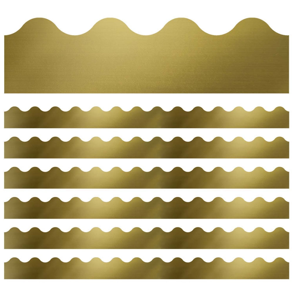 Carson Dellosa Education Scalloped Border, Sparkle + Shine Gold Foil, 39ft Per Pack, Set Of 6 Packs