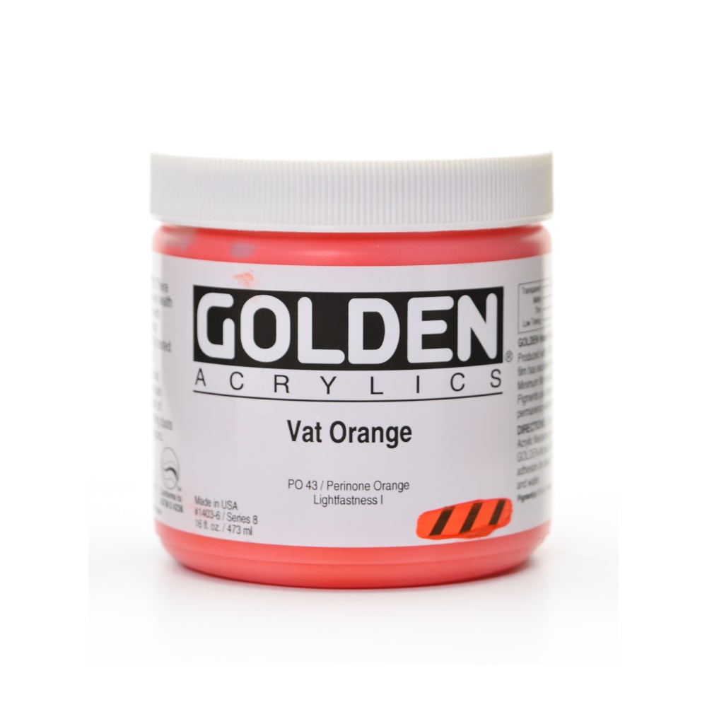 Golden Heavy Body Acrylic Paint, 16 Oz, Vat Orange