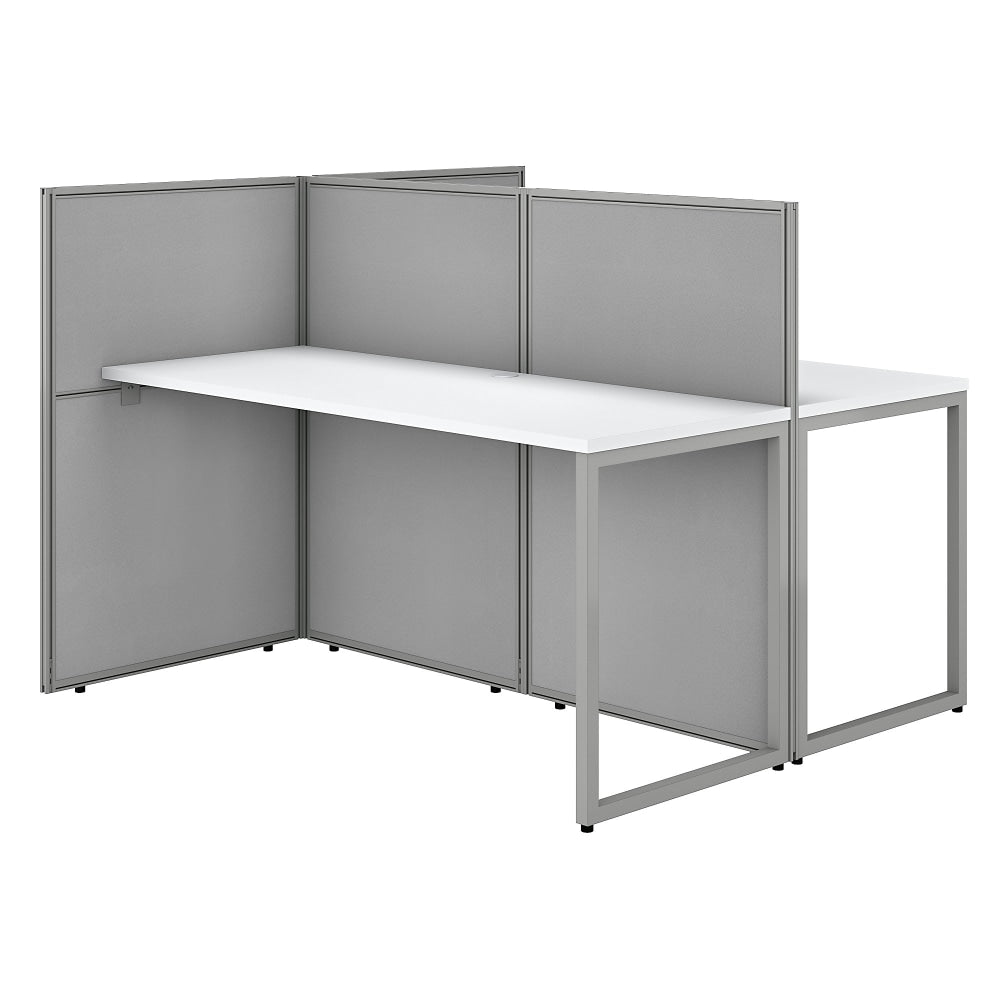 Bush Business Furniture Easy Office 60inW 2-Person Cubicle Desk Workstation With 45inH Panels, Pure White/Silver Gray, Standard Delivery