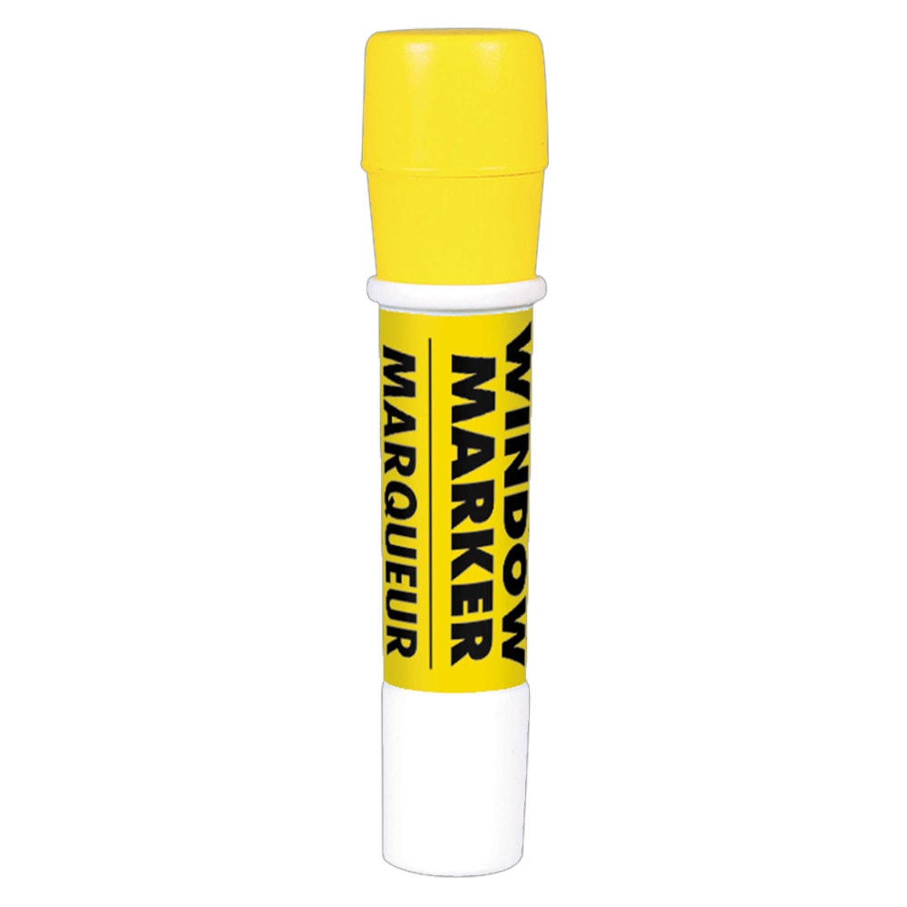 Amscan Window Markers, Broad Point, Yellow Barrel, Yellow Ink, Pack Of 4 Markers