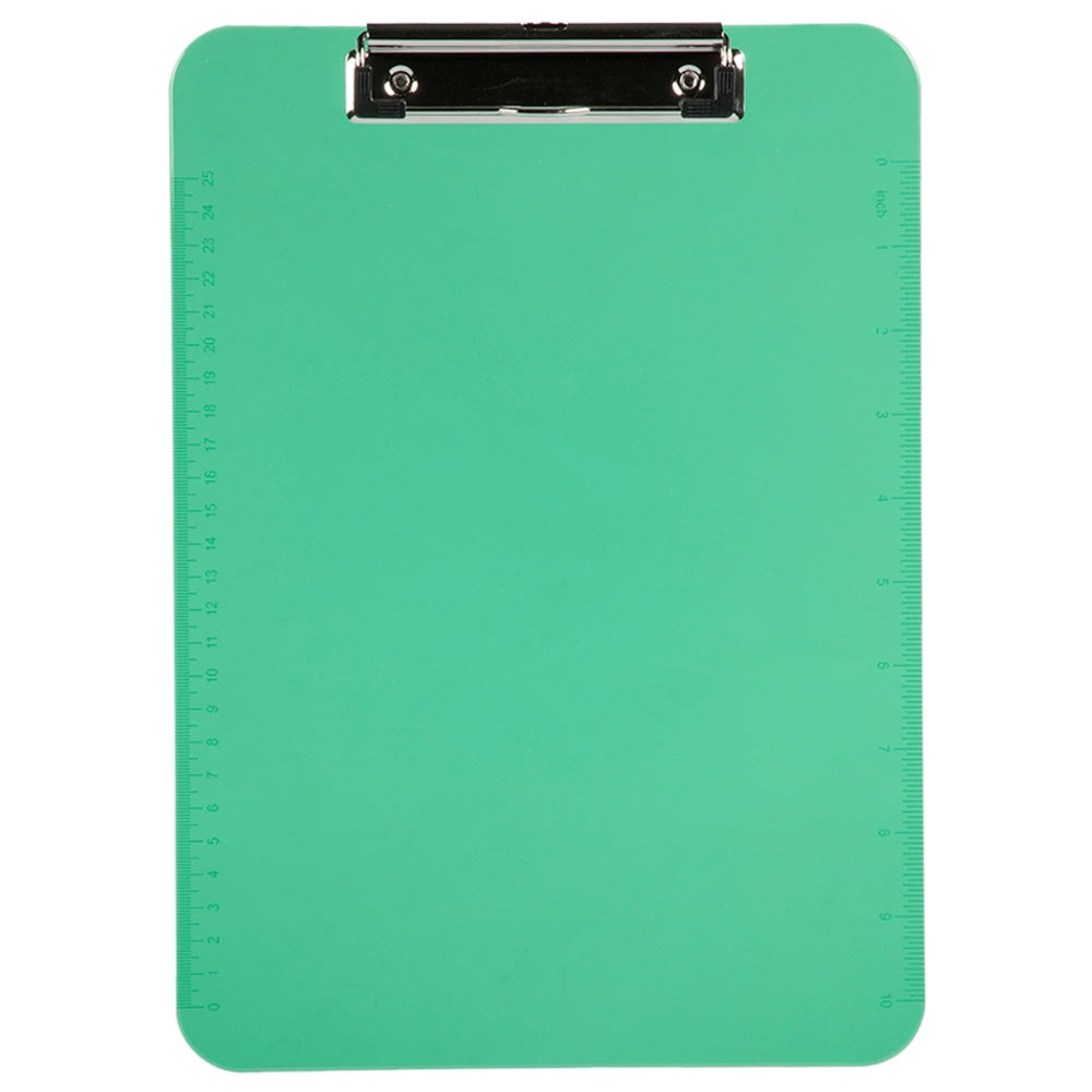 JAM Paper Plastic Clipboards with Low Profile Metal Clip, 9in x 13in, Green