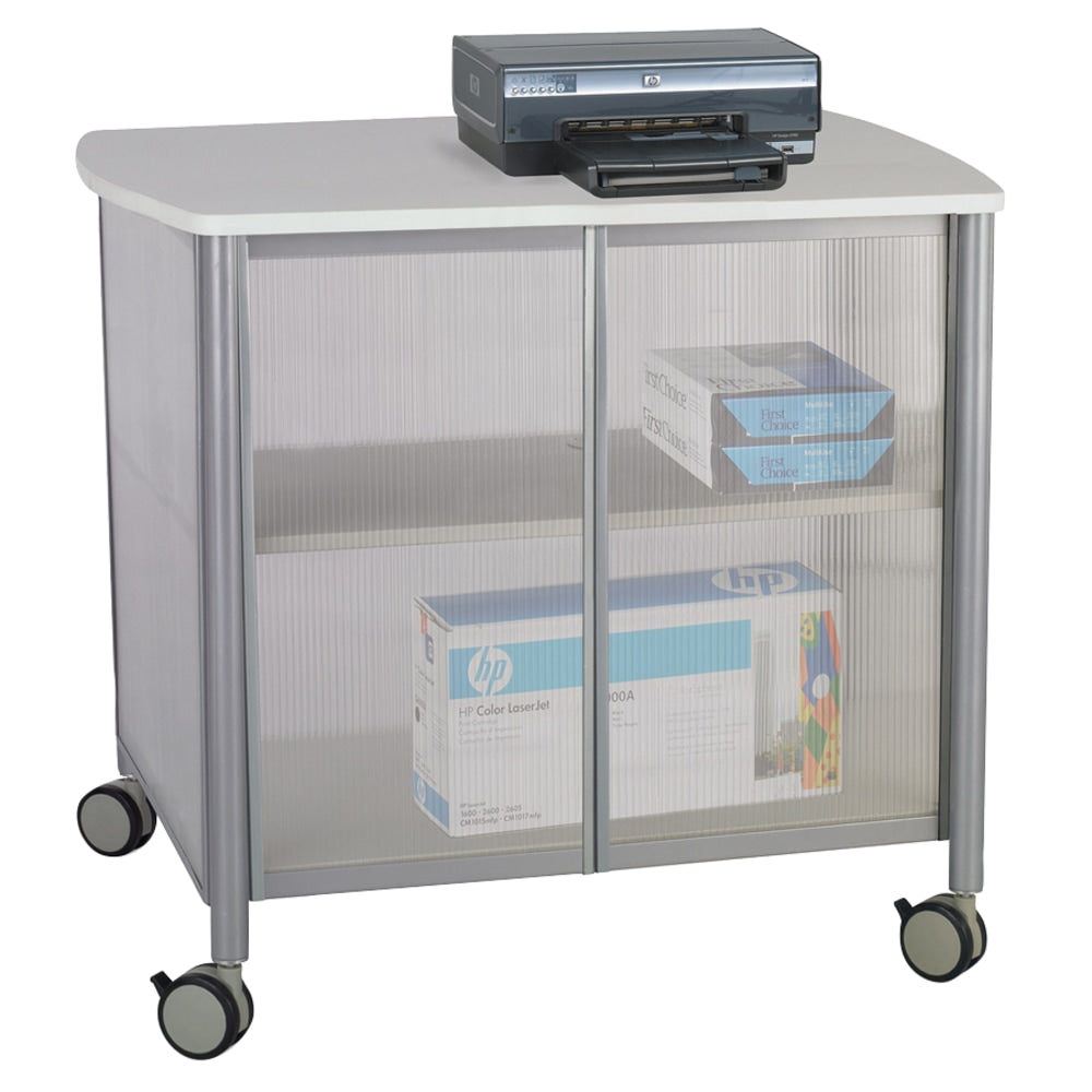 Safco Impromptu Machine Stand, Deluxe With Doors, 30 3/4inH x 34 3/4inW x 25 1/2inD, Gray