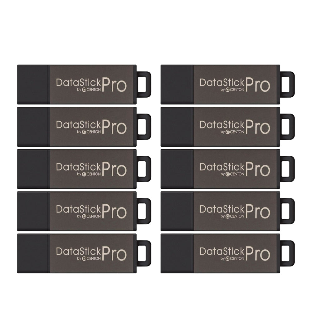 Centon DataStick Pro USB Flash Drives, USB 2.0, 4GB, Gray, Pack Of 50, S1-U2P1-4G50PK