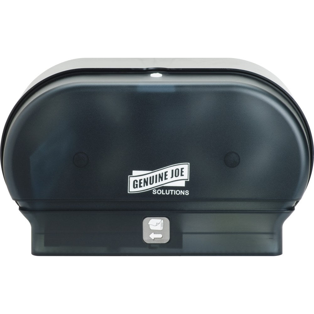 Genuine Joe Solutions Standard Bath Tissue Roll Dispenser - Manual - 2000 x Sheet, 2 x Roll - Black - Sliding Door - 1 Each