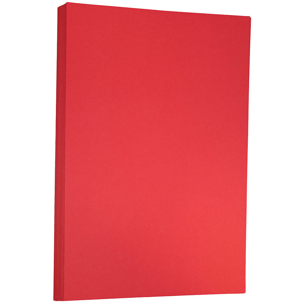 JAM Paper Card Stock, Re-Entry Red, Ledger (11in x 17in), 65 Lb, 30% Recycled, Pack Of 50