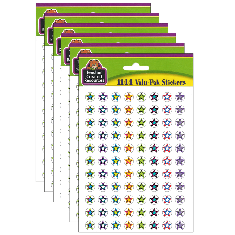 Teacher Created Resources Mini Stickers, Fancy Stars 2, 1,144 Stickers Per Pack, Set Of 6 Packs