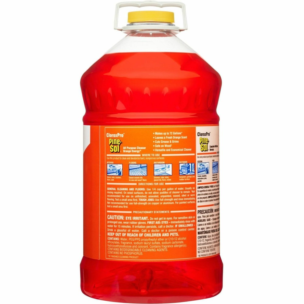 CloroxPro Pine-Sol All Purpose Cleaner - Concentrate - 144 fl oz (4.5 quart) - Orange Energy Scent - 63 / Bundle - Deodorize, Water Soluble, Residue-free, Antibacterial - Orange