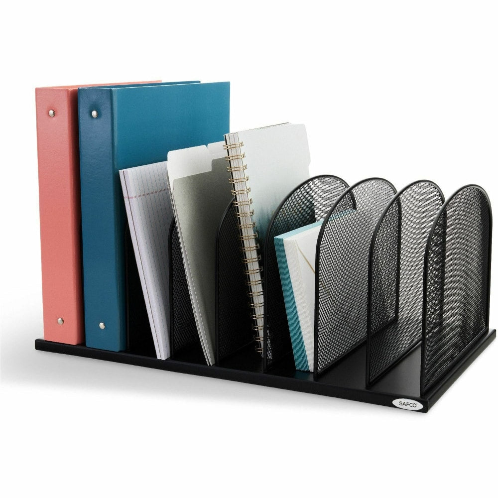 Safco Mesh Desk Organizers - 8 Compartment(s) - 2in - 8.3in Height x 19.3in Width x 11.5in Depth - Desktop - Black - Steel - 1Each