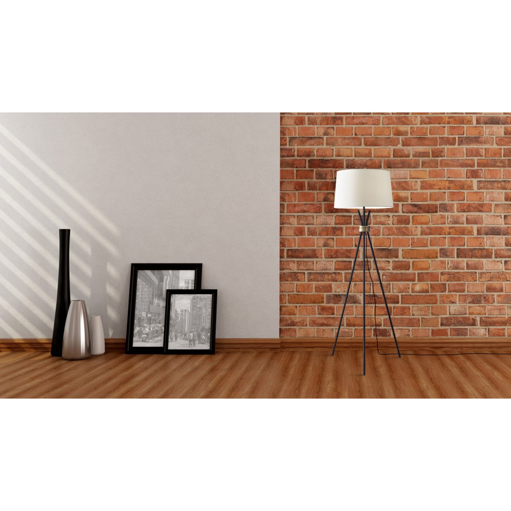 Adesso Benson Floor Lamp, 60inH, White Shade/Black Base