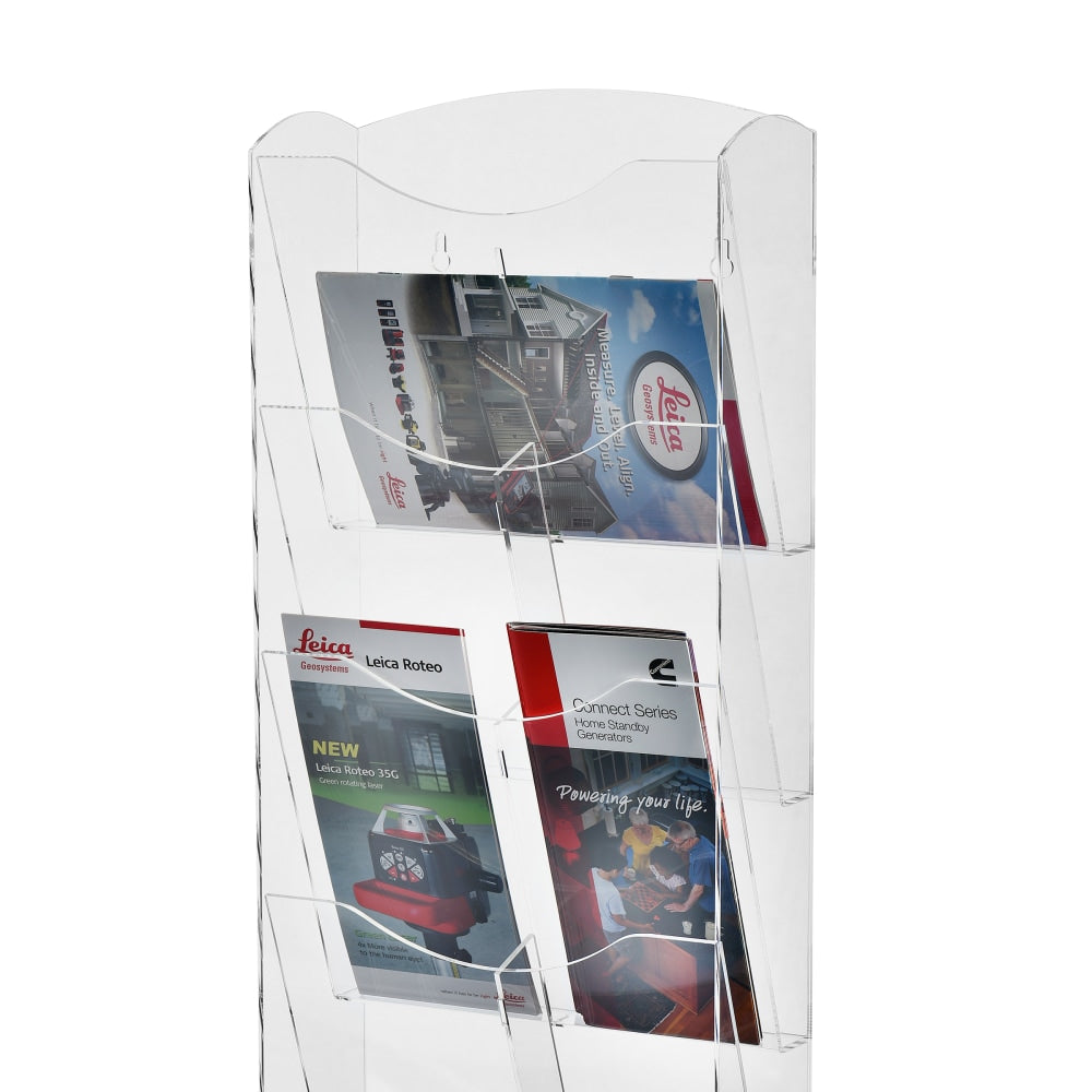 Alpine Hanging Magazine Rack With Adjustable Pockets, 51inH x 10inW x 4inD, Clear