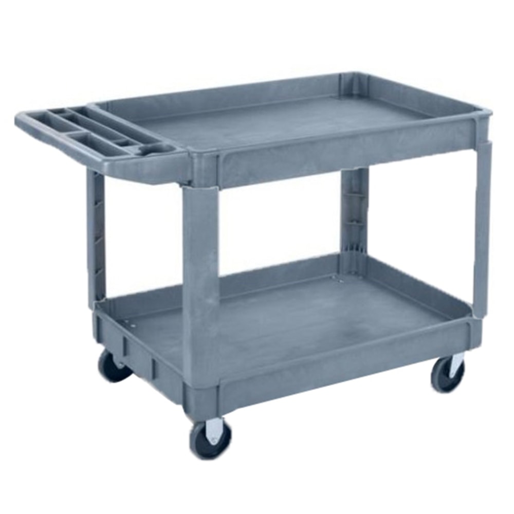 Carlisle 2-Tier Polypropylene Utility Cart, 33inH x 25inW x 45inD, Gray