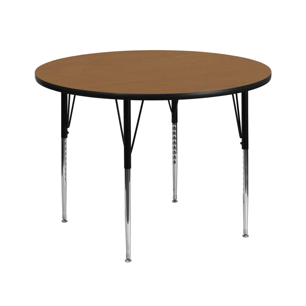 Flash Furniture 42in Round Activity Table With Standard Height-Adjustable Legs, Oak