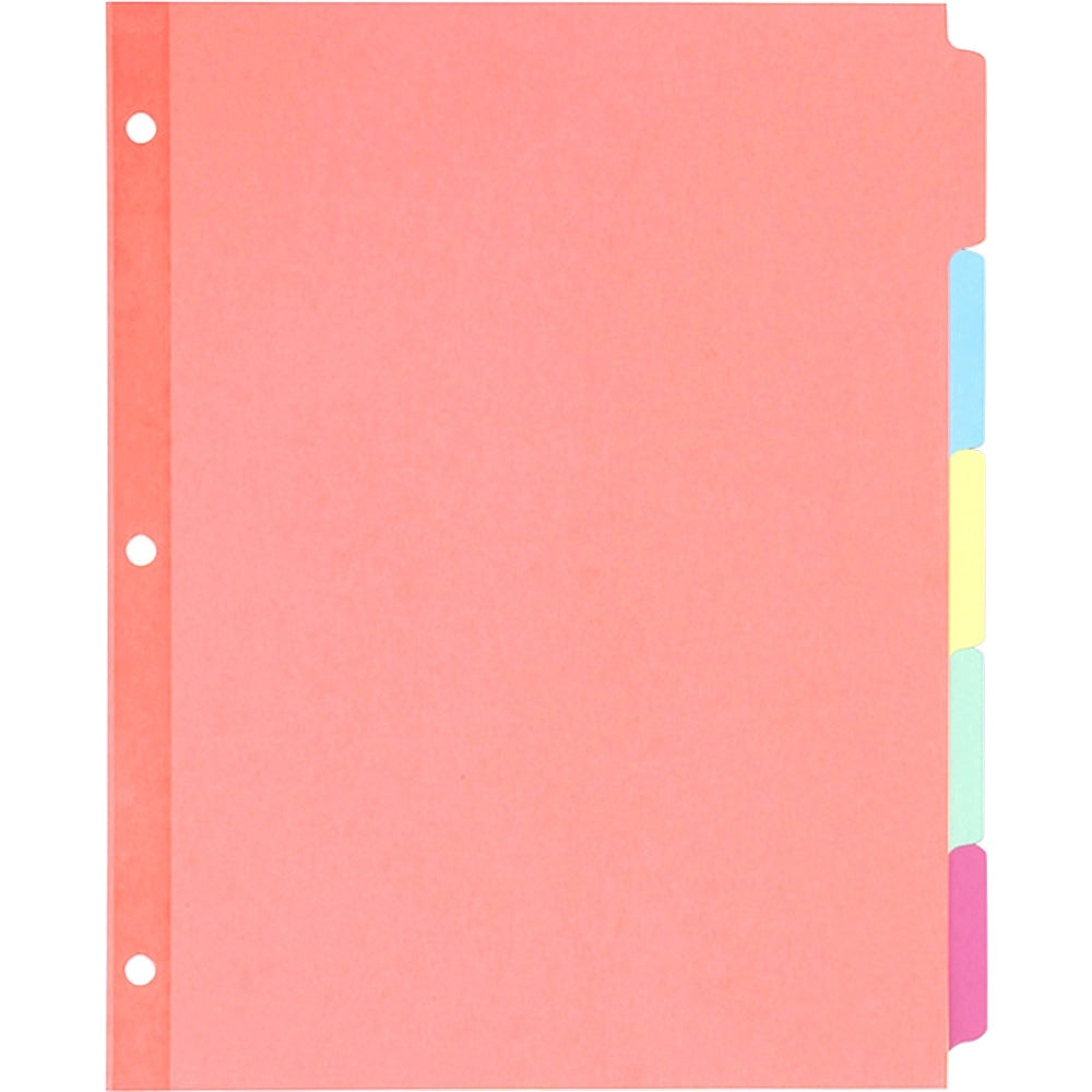 Avery Plain Tab Write-On Dividers, 8 1/2in x 11in, 30% Recycled, Multicolor, 5-Tab, Case Of 36