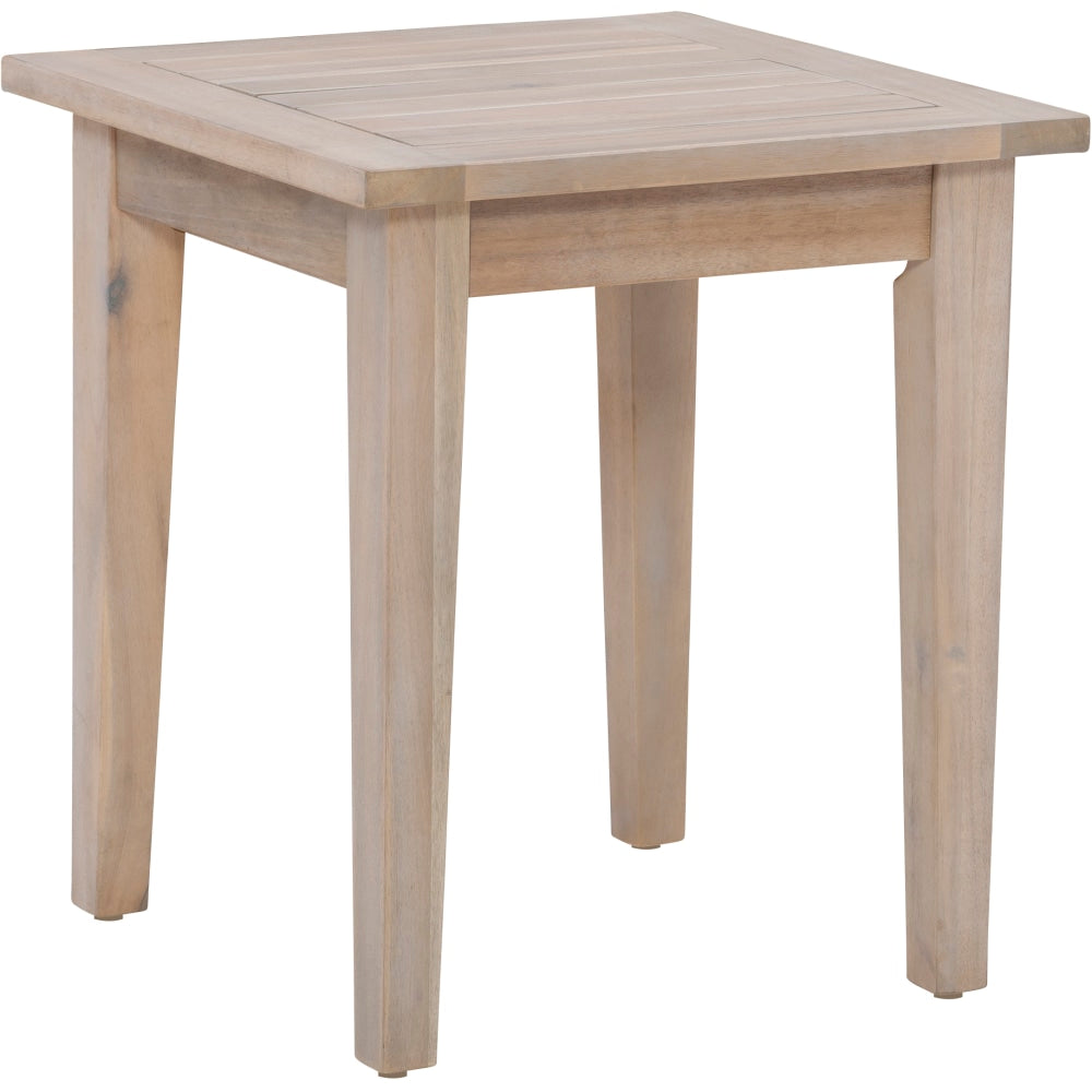 Linon Lascher Outdoor Wood Side Table, 20-1/4inH x 18inW x 18inD, Natural