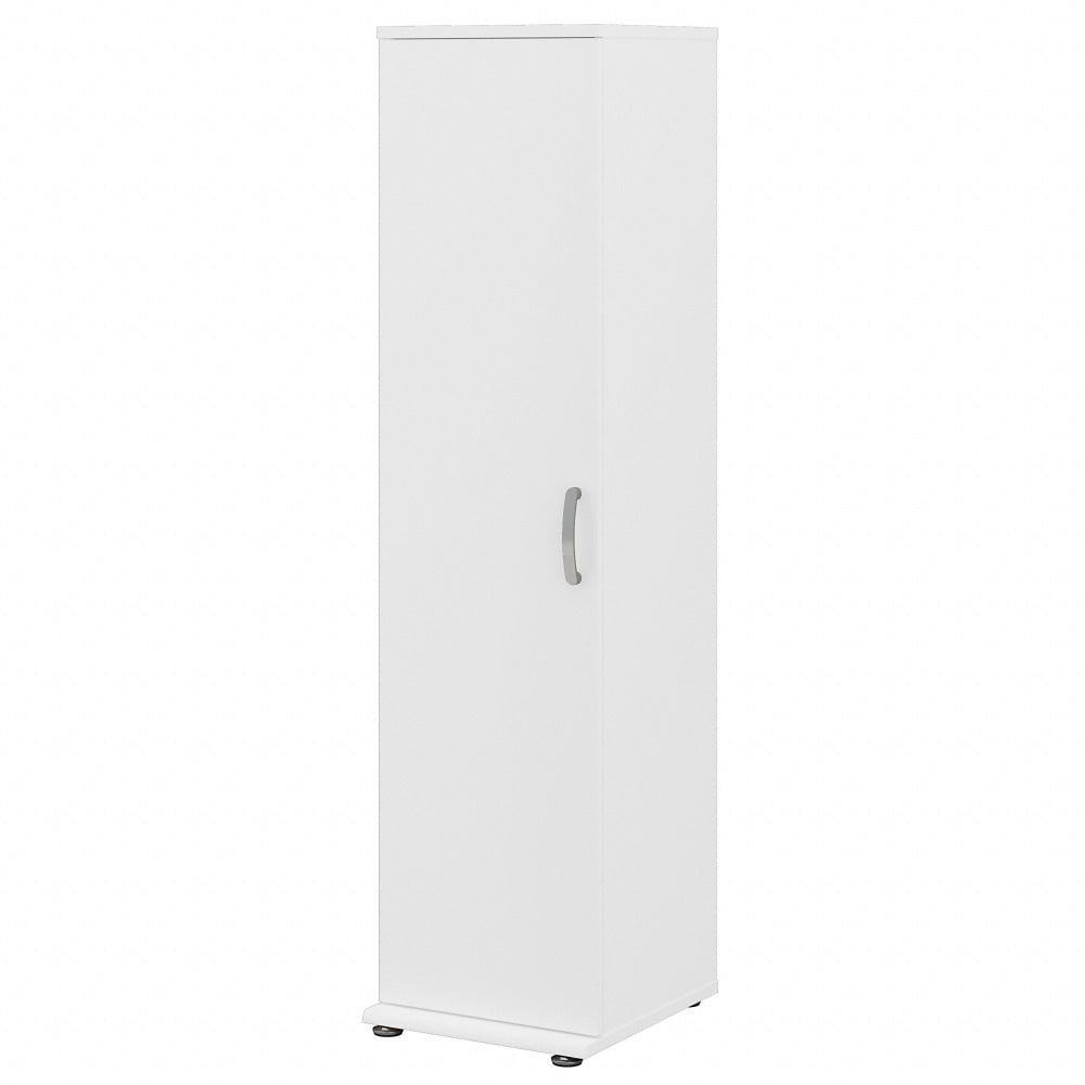 Bush Business Furniture Universal Tall Narrow Storage Cabinet With Door And Shelves, White, Standard Delivery