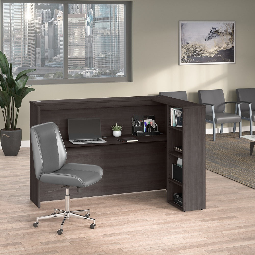 Bush Business Furniture Studio C 72inW Reception Computer Desk With Shelves, Storm Gray, Standard Delivery