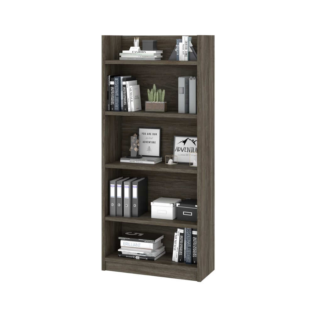 Bestar Pro-Linea 68inH Standard Bookcase, Walnut Gray