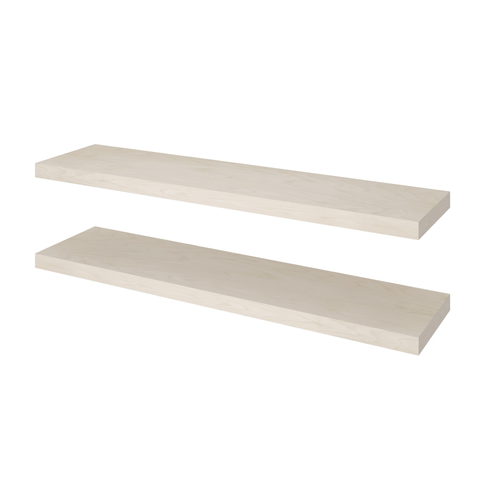 Bestar Universal Floating Shelves, 12inW x 48inL Natural Yellow Birch, Set Of 2