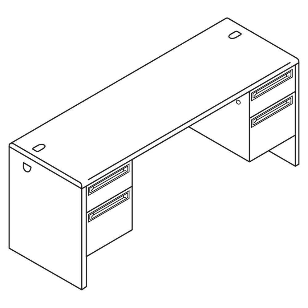 HON 38000 72inW Kneespace Computer Desk Credenza, Harvest/Putty