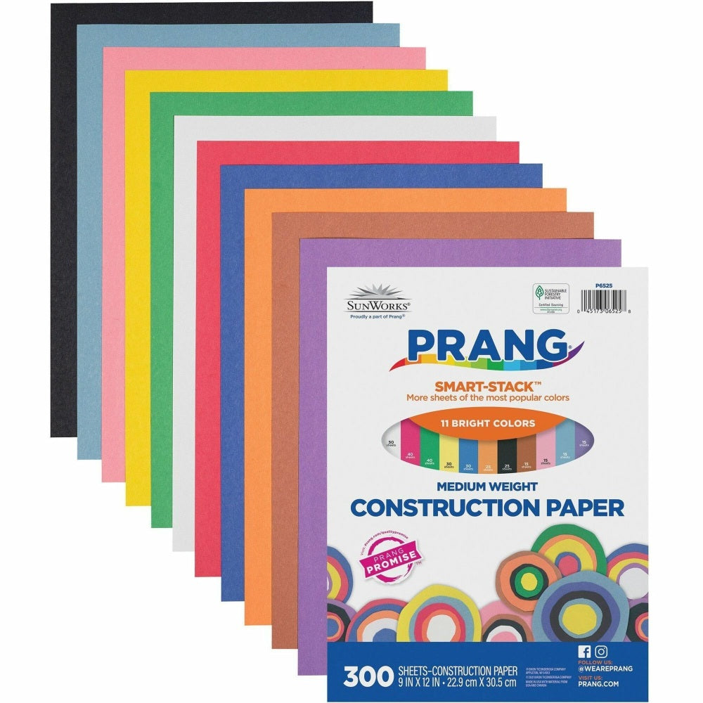 Prang Smart-Stack Medium Weight Construction Paper, 9in x 12in, Assorted, Pack Of 300