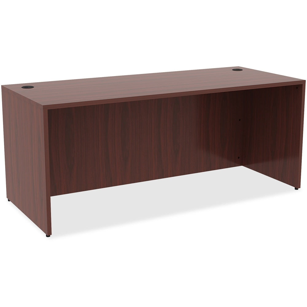 Lorell Essentials 72inW Rectangular Shell Computer Desk, Dark Mahogany