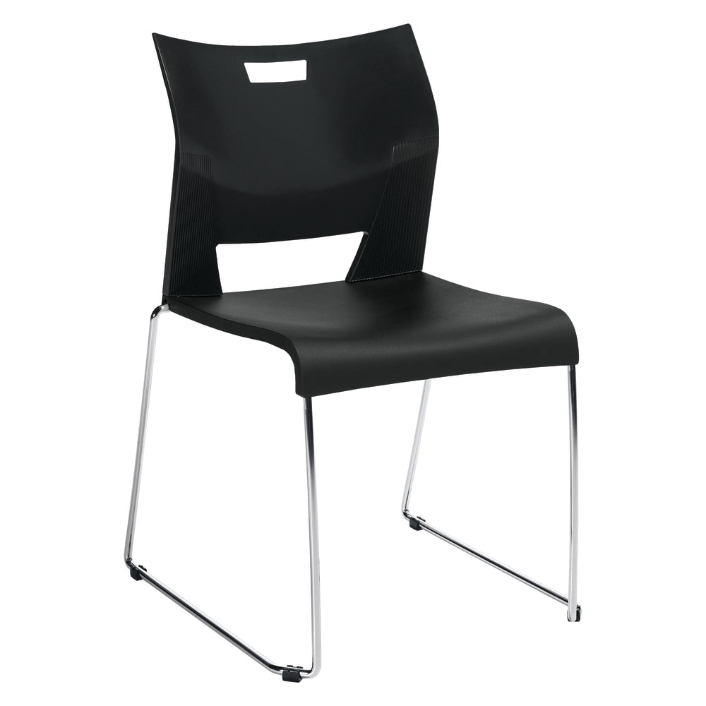 Global Duet Stacking Chair, 32 1/4inH x 25 1/2inW x 23inD, Asphalt Night/Chrome