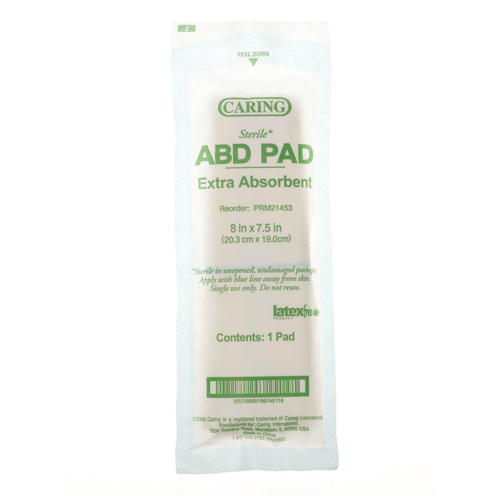 Caring Non-Sterile Abdominal Pads, 8in x 7 1/2in, Case Of 240