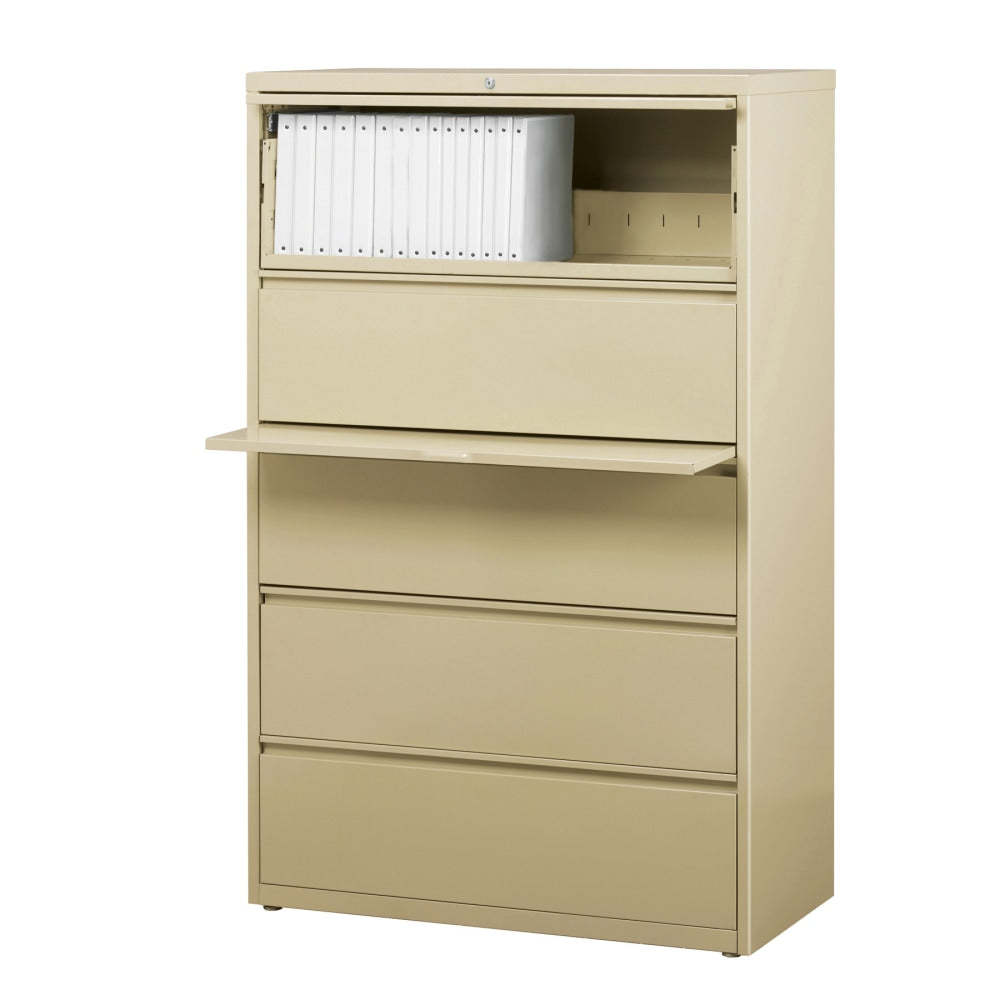 WorkPro 36inW x 18-5/8inD Lateral 5-Drawer File Cabinet, Putty