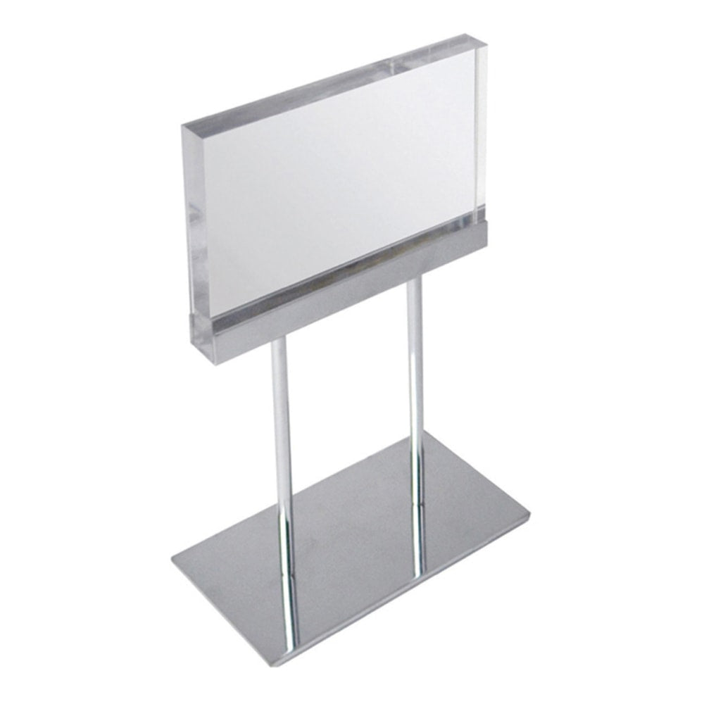 Azar Displays Elite Series Acrylic Horizontal Block Countertop Sign Holder, 8.5inW x 5.5inH x 4inD, Clear