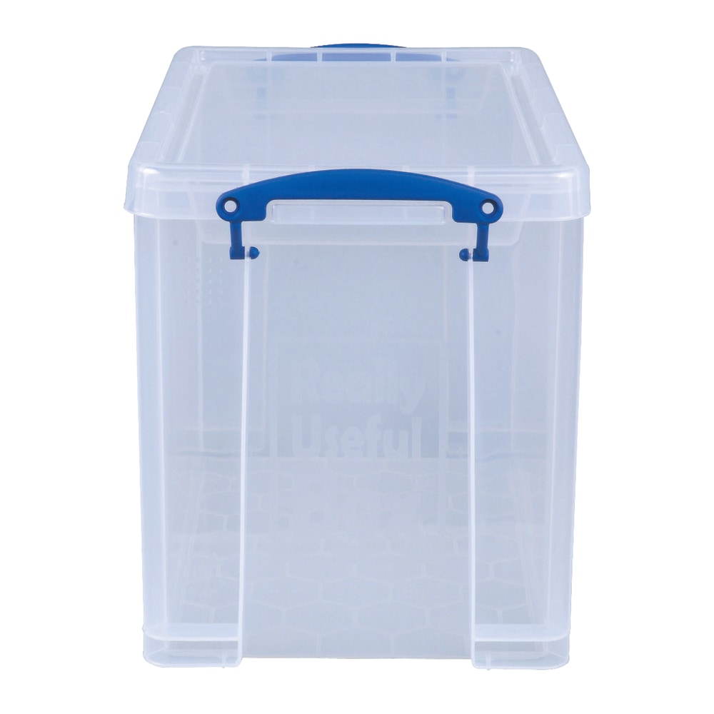 Really Useful Box Plastic Storage Container With Built-In Handles And Snap Lid, 19 Liters, 14 1/2in x 10 1/4in x 11 1/8in, Clear