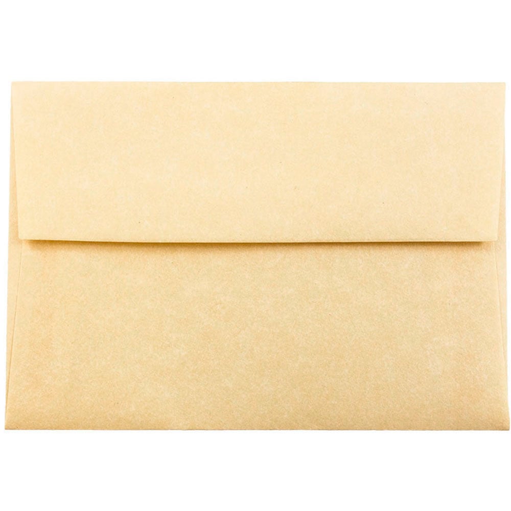 JAM Paper Stationery Set, 5 1/4in x 7 1/4in, 30% Recycled, Set Of 25 White Cards And 25 Antique Gold Envelopes