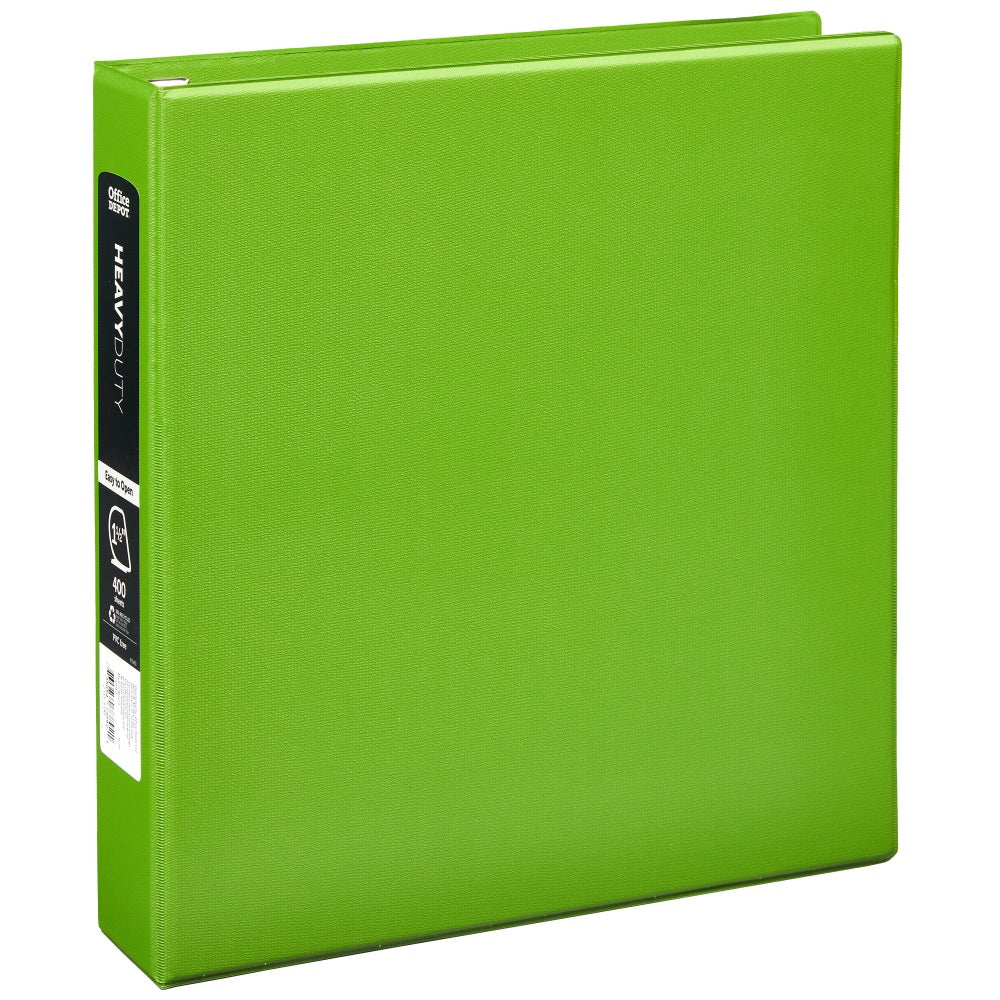 Office Depot Heavy-Duty 3-Ring Binder, 1 1/2in D-Rings, Army Green