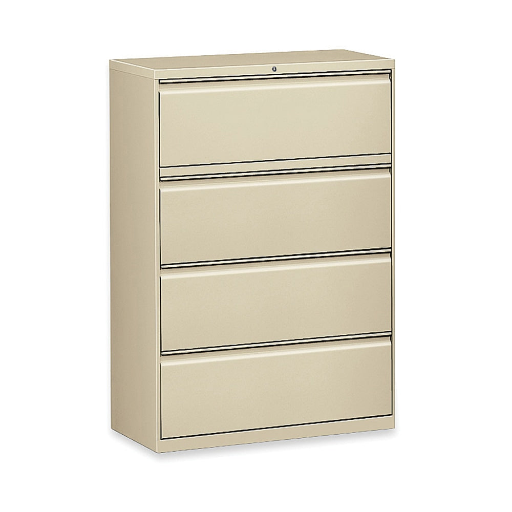 Lorell Fortress 36inW x 18-5/8inD Lateral 4-Drawer File Cabinet, Putty