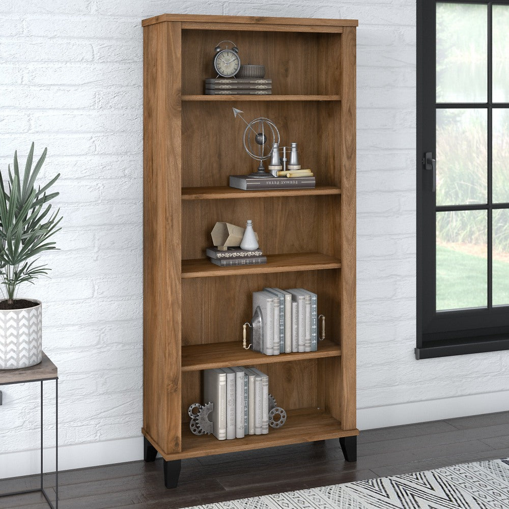 Bush Business Furniture Somerset 66inH 5-Shelf Bookcase, Fresh Walnut, Standard Delivery