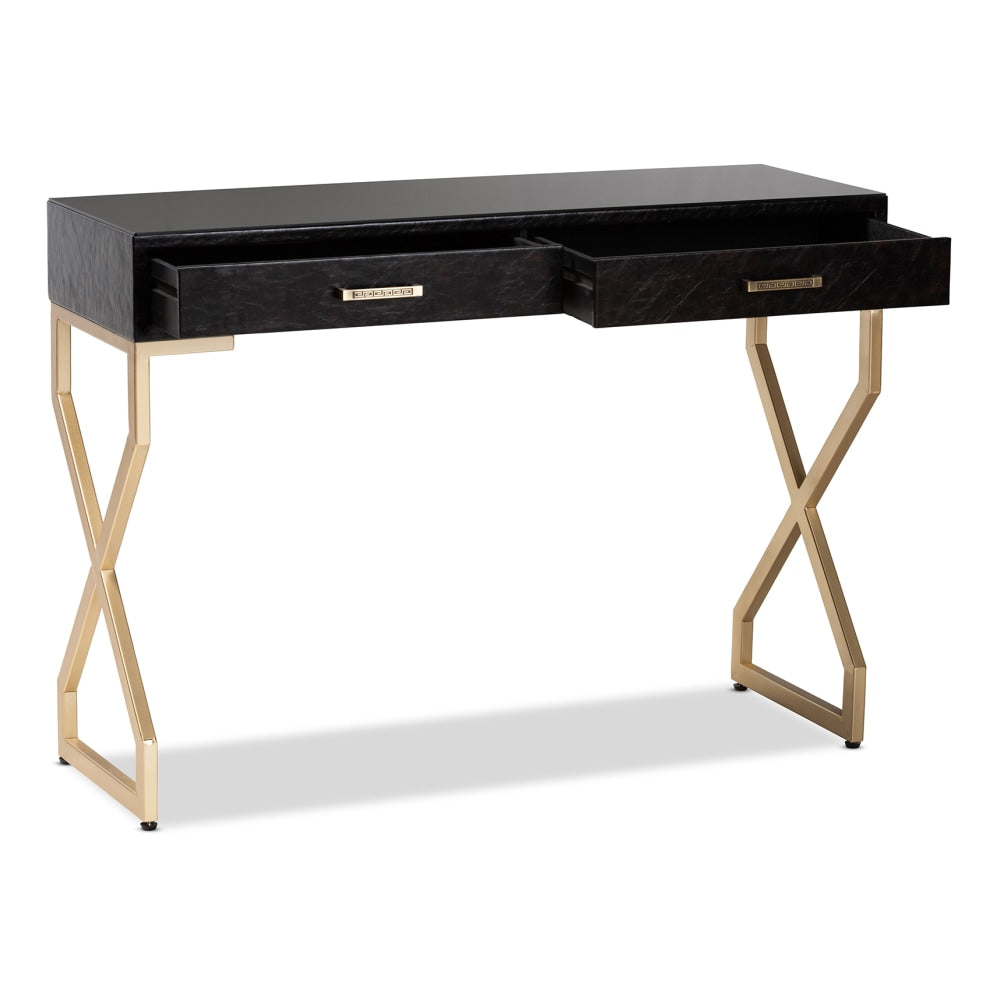 Baxton Studio Modern Console Table, 30-1/8inH x 41-5/16inW x 14-13/16inD, Dark Brown/Gold