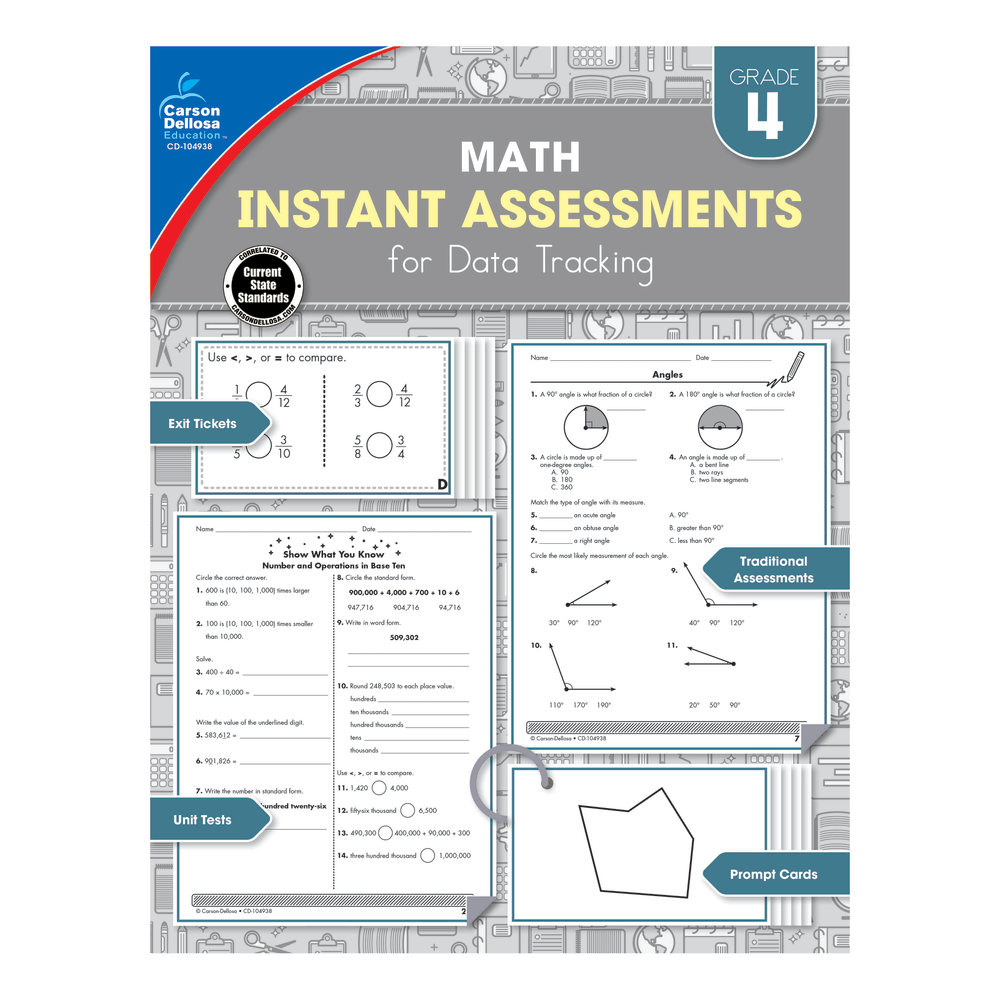 Carson-Dellosa Instant Assessments For Data Tracking Math Resource Book, Grade 4