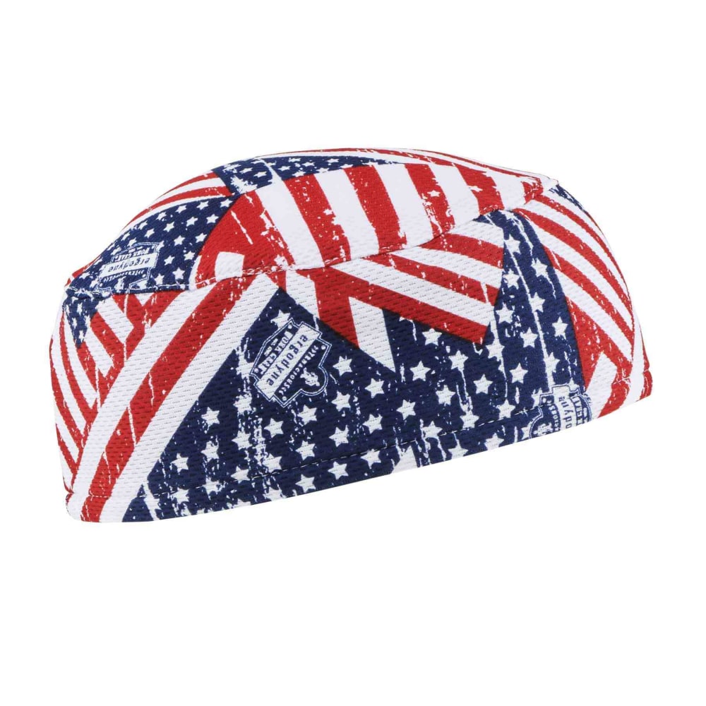 Ergodyne Chill-Its 6630 Terry Cloth Skull Caps, Stars & Stripes, Pack Of 6 Caps