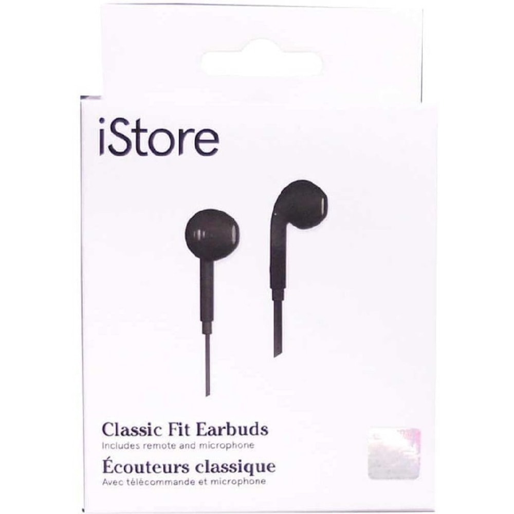 iStore Classic Fit - Earphones with mic - ear-bud - wired - 3.5 mm jack - black