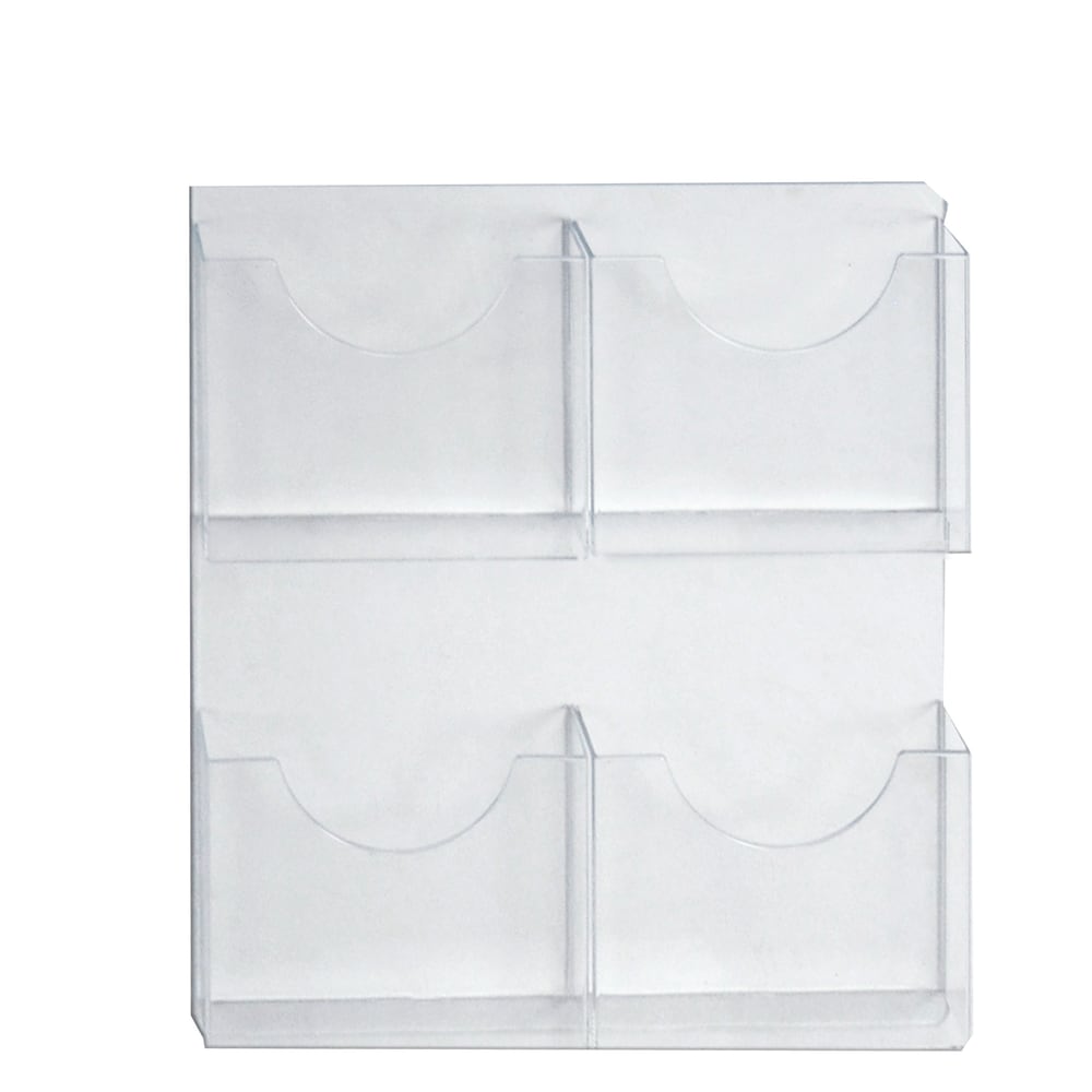 Azar Displays 4-Pocket Wall-Mount Brochure Holders, 21-1/2in x 18-7/8in, Clear, Pack Of 2 Holders