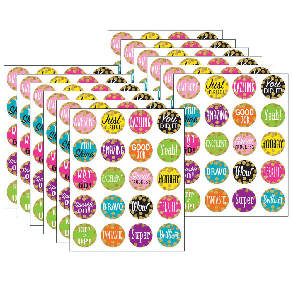 Teacher Created Resources Stickers, Confetti, 120 Stickers Per Pack, Set Of 12 Packs