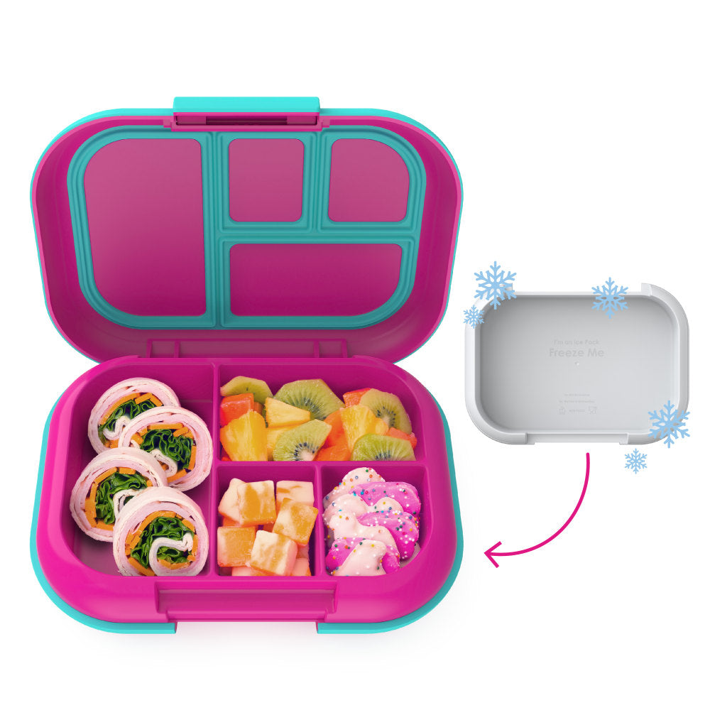 Bentgo Kids Chill Lunch Box, 2inH x 6-1/2inW x 9inD, Fuchsia/Teal