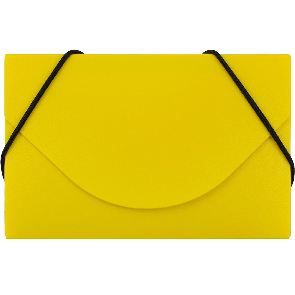 JAM Paper Plastic Business Card Case With Round Flap, 3 1/2in x 2 1/4in x 1/4in, Yellow